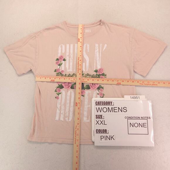Guns And Roses Band Crew Neck Short Sleeve Graphic Shirt Womens Size 2XL Pink - Picture 5 of 9
